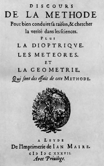 Титульный лист первого издания трактата Рене Декарта «Рассуждение о методе» 1637 года.